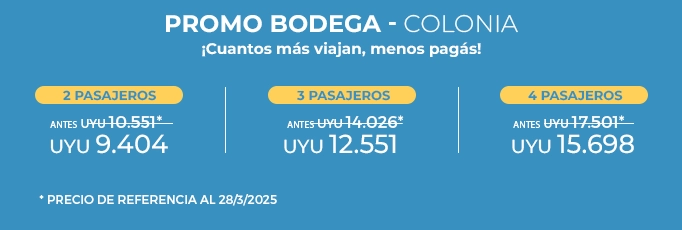 Tabla Tarifaria Promo Bodega Colonia